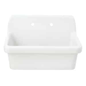 Kingston Brass GPKWS301918 30-Inch Ceramic Single Bowl Wall Mount Kitchen Sink with Strainer