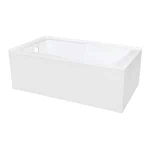 Kingston Brass VTAM6032X22S-P 60-Inch Acrylic Rectangular 2-Wall Corner Alcove Tub with Corner Apron, Left Hand Drain Hole