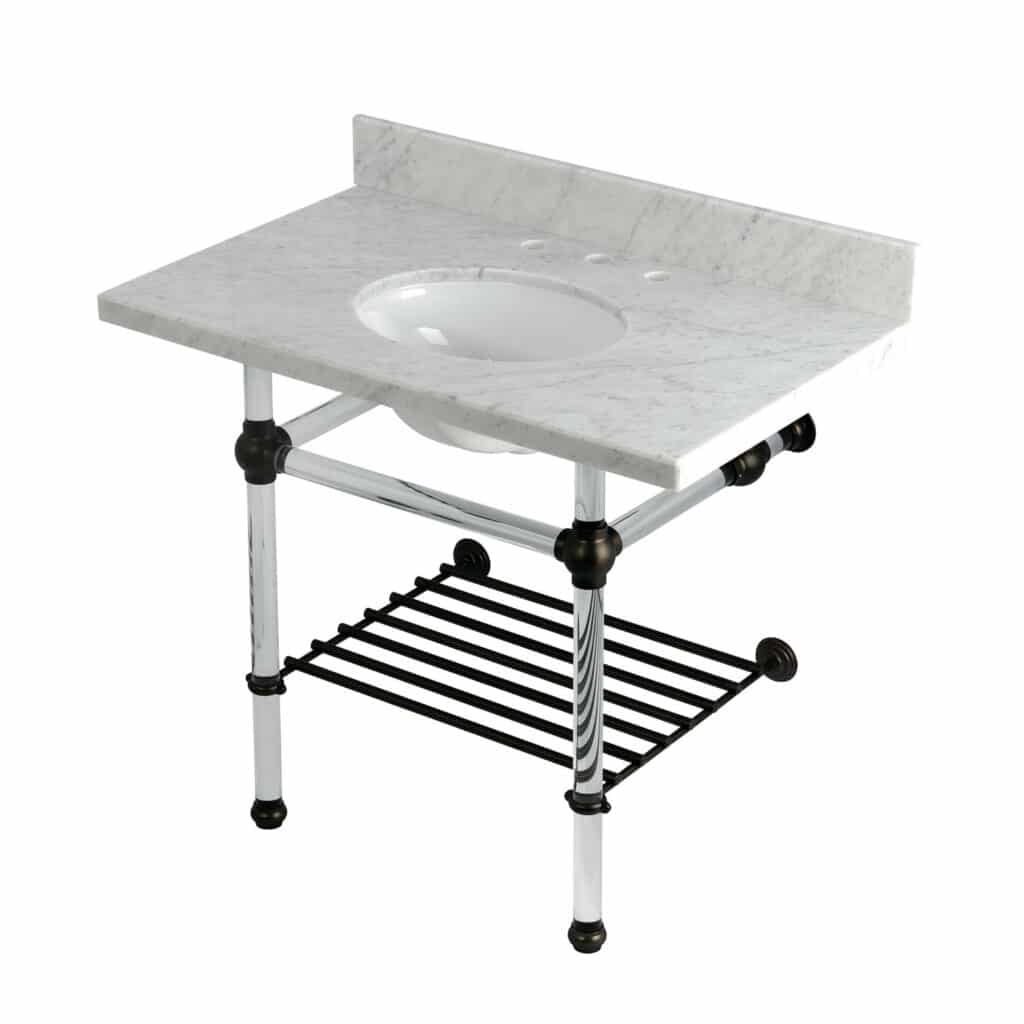 Carrara Marble White/Oil Rubbed Bronze