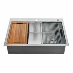 Kingston Brass GKDS302292 30-Inch Stainless Steel Single Bowl Dual Mount Kitchen Sink with 6-Piece Kitchen Accessory Set