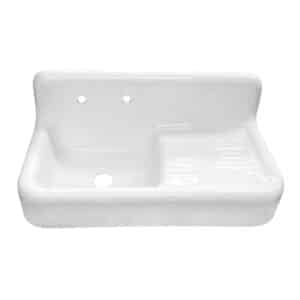 Kingston Brass GCKWS422117 42-Inch Cast Iron Single Bowl Wall Mount Kitchen Sink with Drainboard