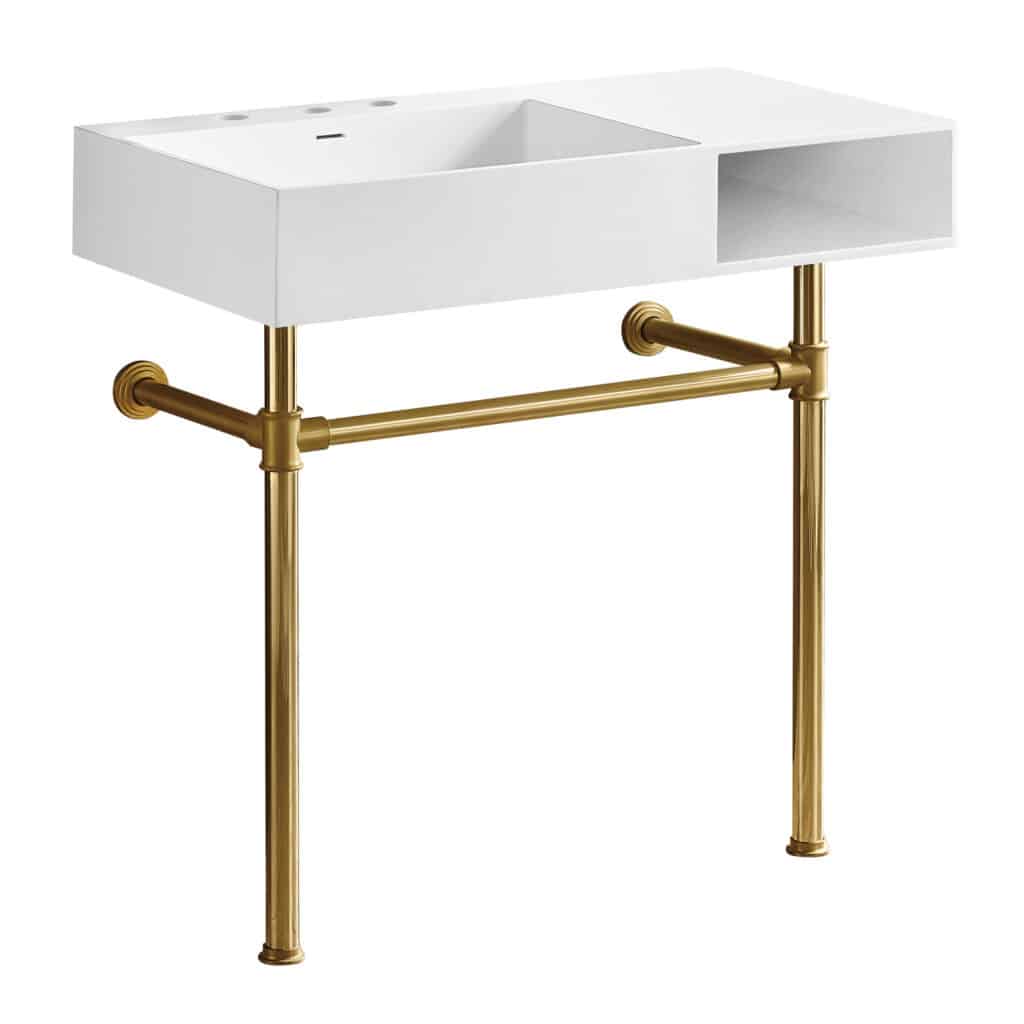 Matte White/Brushed Brass