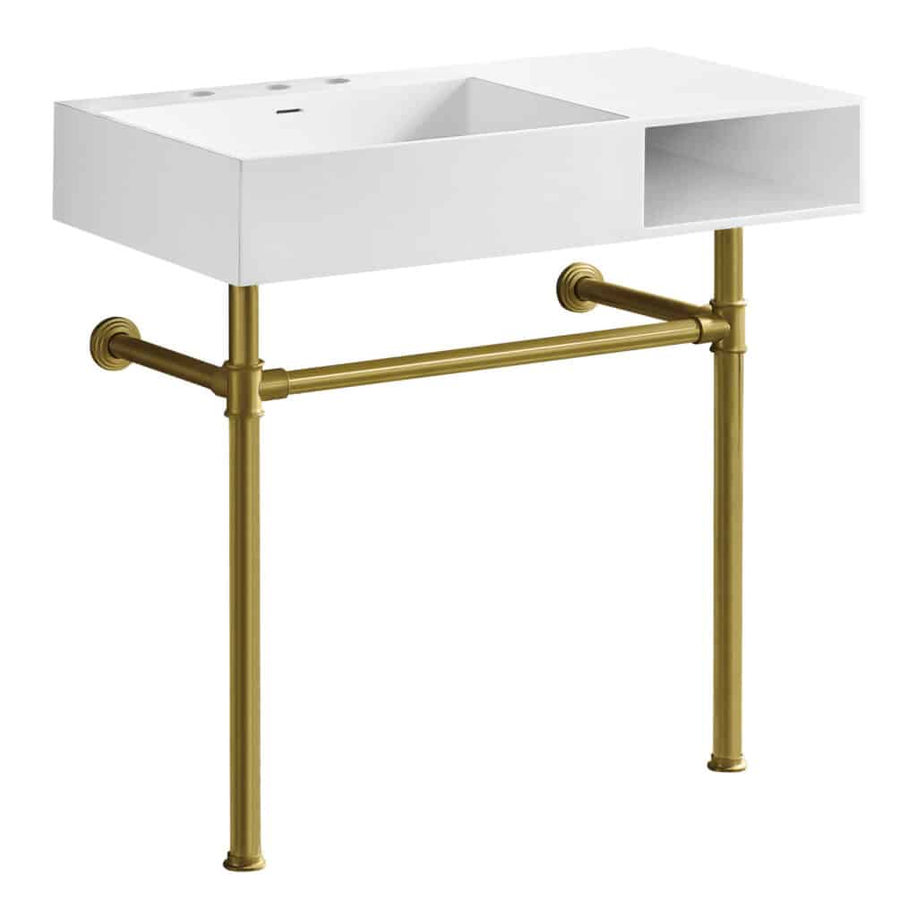 Matte White/Brushed Brass